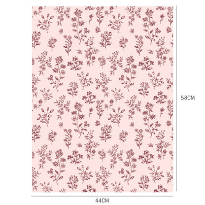 Vintage Botanical Pink Flower Wrap Paper Pack 20 (17" x 23")