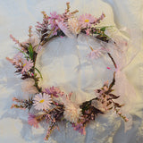 Load image into Gallery viewer, Daisy Floral Wreath Bridal Headpiece