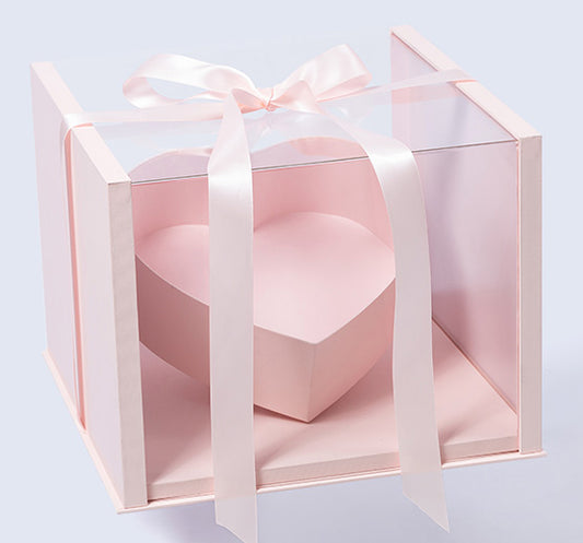 Transparent Acrylic Large Square Gift Box with Ribbon