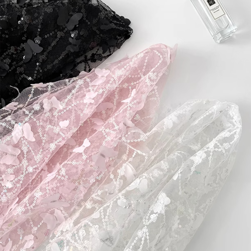 Sequined Butterfly Bouquet Tulle Wrap (130x50cm)
