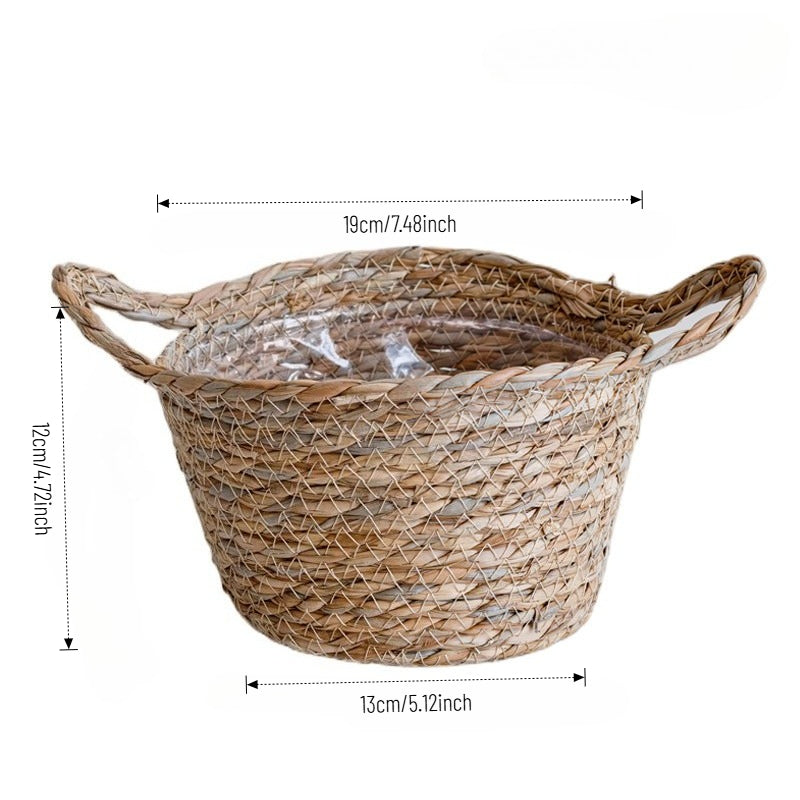 Round Woven Seagrass Flower Basket Set of 3
