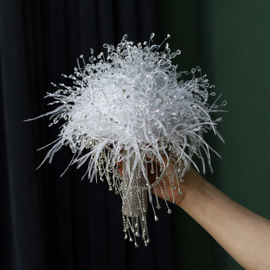 Luxury Artifical Crystal Feather Wedding Bouquet