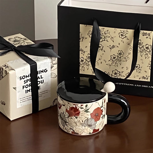 Mug à café en céramique à motif floral vintage