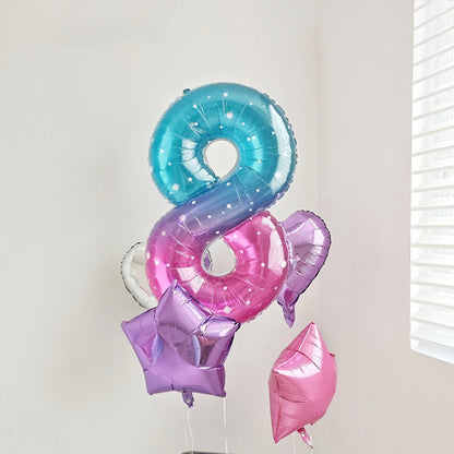 40 Inch Gradient Starry Number Balloon