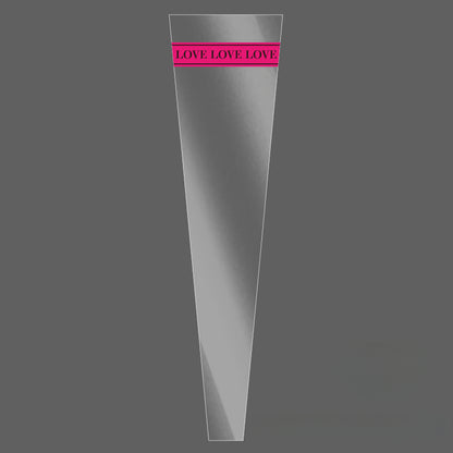 Clear LOVE Single Stem Flower Sleeve Bags Pack 100