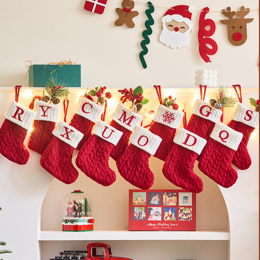 Knitted Christmas Stockings with Initials