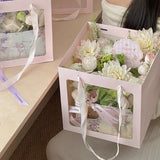 Load image into Gallery viewer, 5pcs Pink Square Window Bouquet Packaging Bag