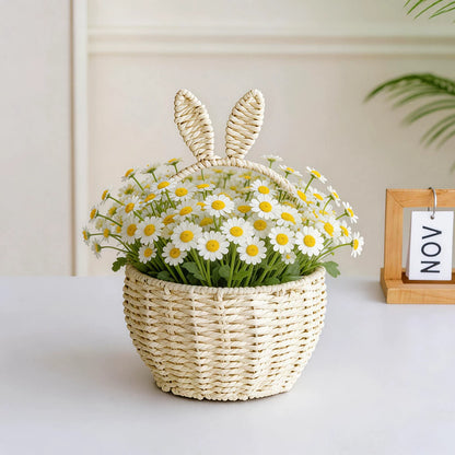 Handcrafted Bunny Ears Wicker Flower Basket