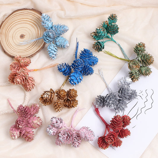 18pcs Artificial Pine Cone on Wire for Christmas Crafts