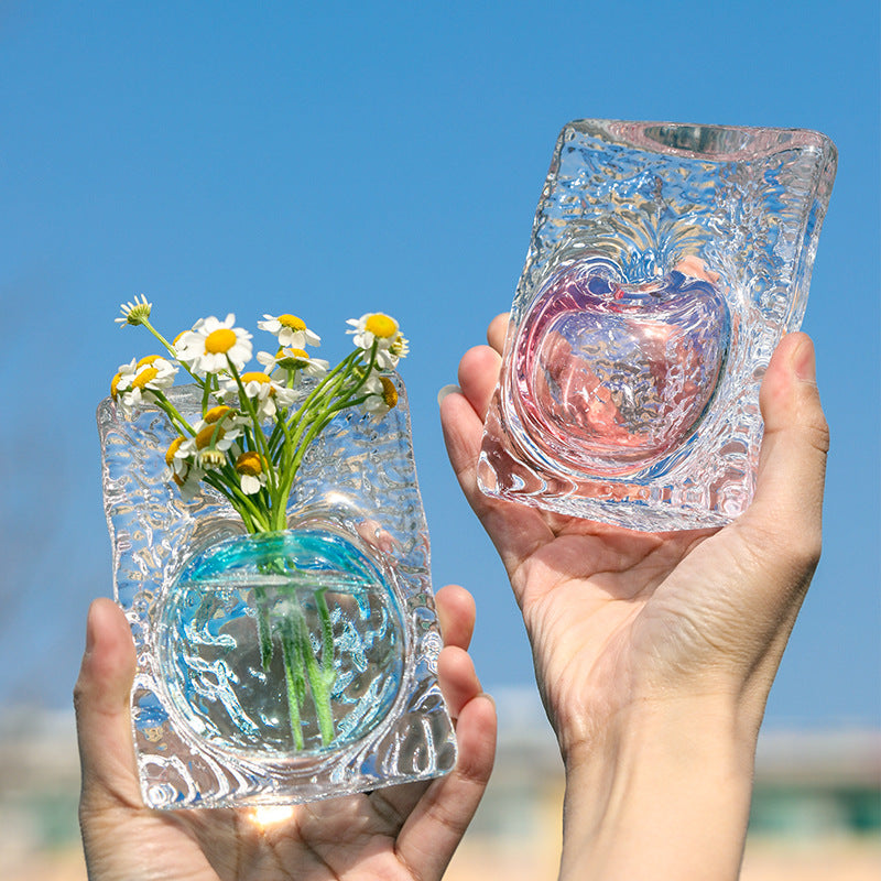 Modern Ice Block Textured Glass Vase