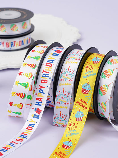 Happy Birthday Satin Ribbon (16mmx10Yd)