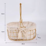 Load image into Gallery viewer, Gold Wire Flower Basket with Fabric Liner