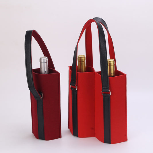 Sacs cadeaux en feutrine pour deux bouteilles de vin