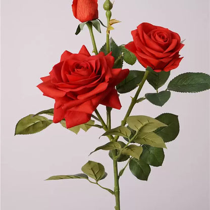 30" Real Touch 3-Head Artificial Rose Stem
