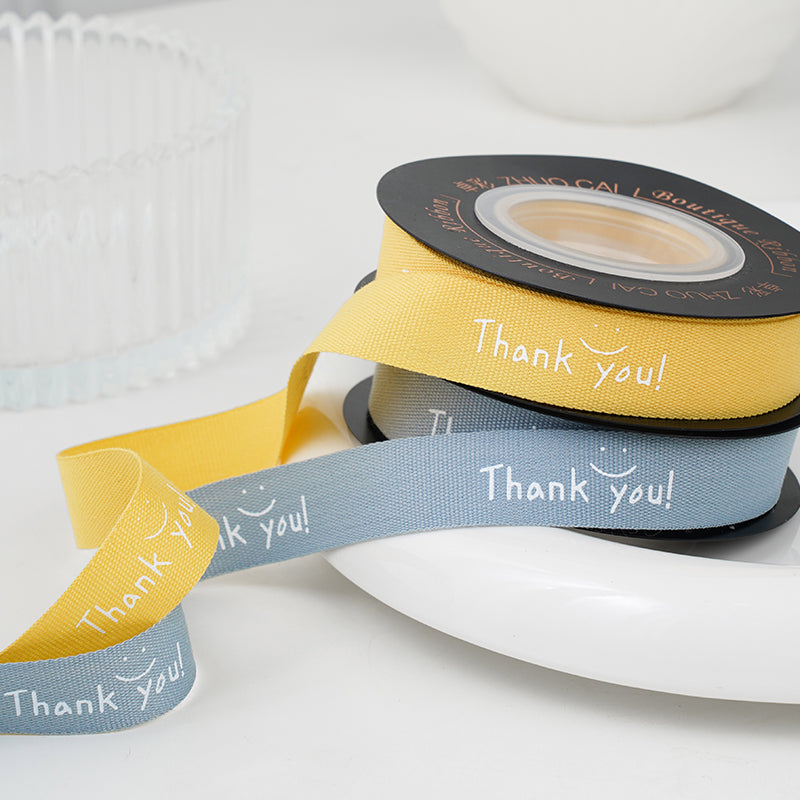Thank You Smile Face Florist Ribbon (1.5cmx10Yd)