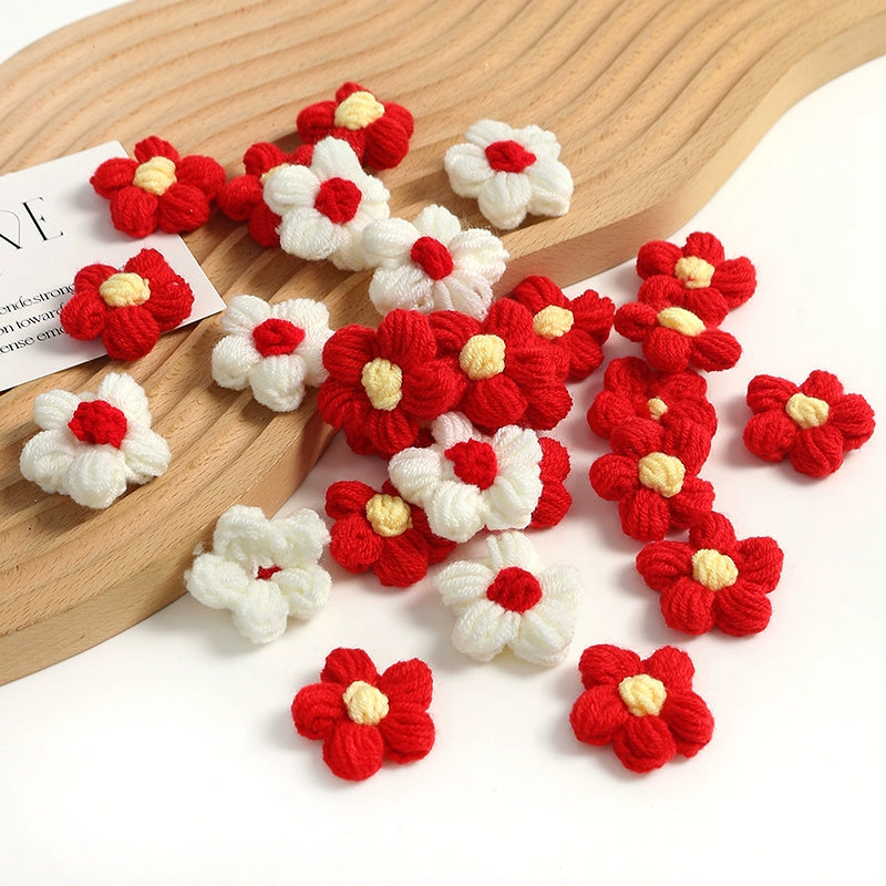 4cm Cotton Yarn Crochet Flower Heads Pack 50