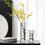 Load image into Gallery viewer, Geometric Smoke Grey Double-Walled Glass Vase
