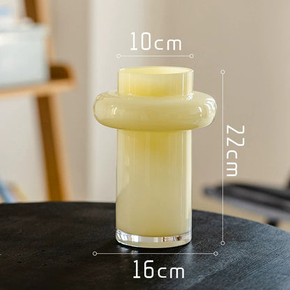 Vase géométrique moderne en verre crème