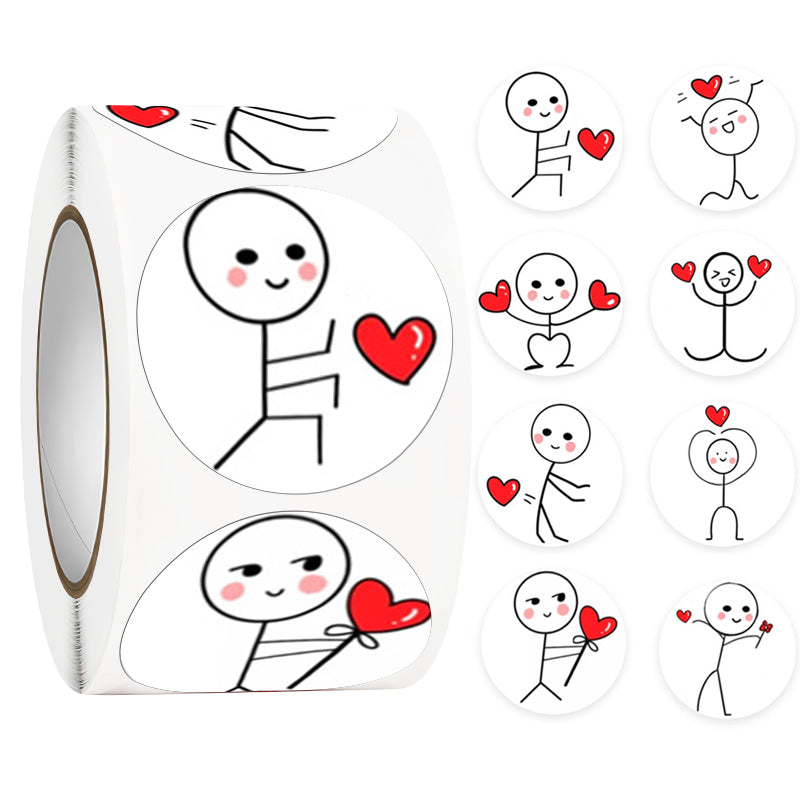500pcs Cute Match Man Stickers for Valentine's Day