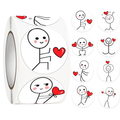500pcs Cute Match Man Stickers for Valentine's Day