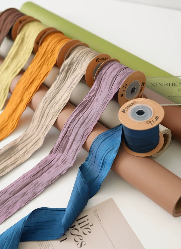 Autumn-themed Wrinkled Florist Ribbon (5cmx10Yd)
