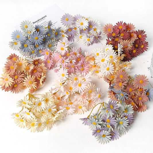 5 Stem Bunch Silk Daisy Flower Heads Pack 30