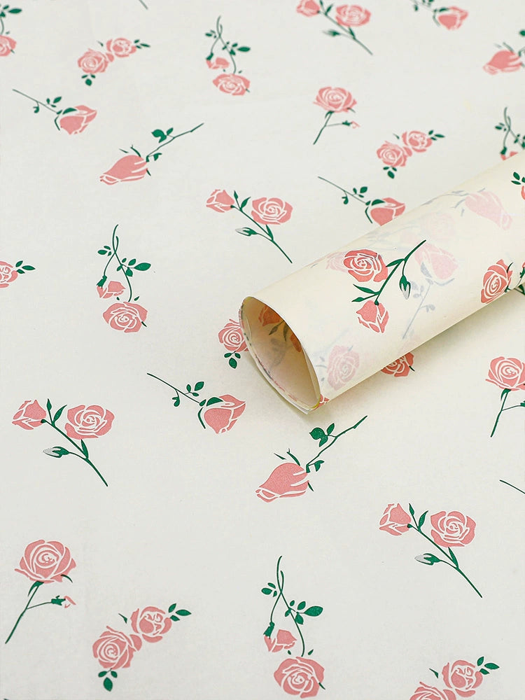 20pcs Rose Pattern Bouquet Wrap Paper (50x70cm)