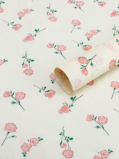 20pcs Rose Pattern Bouquet Wrap Paper (50x70cm)