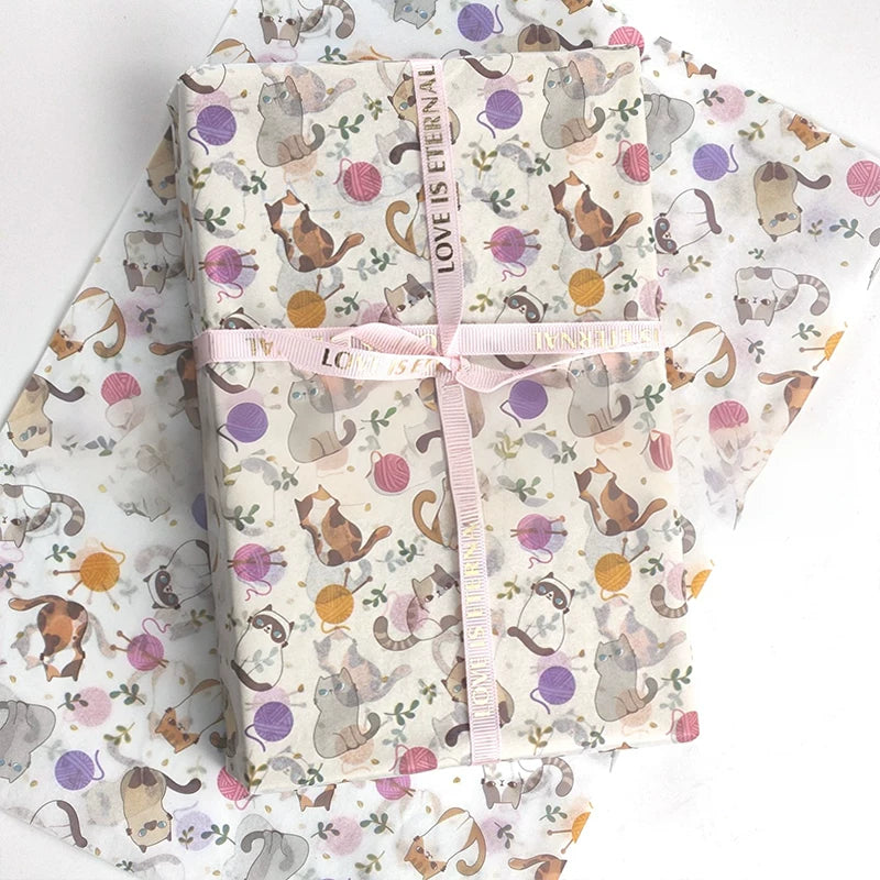 Lot de 50 feuilles de papier de soie imprimées avec de jolis chatons
