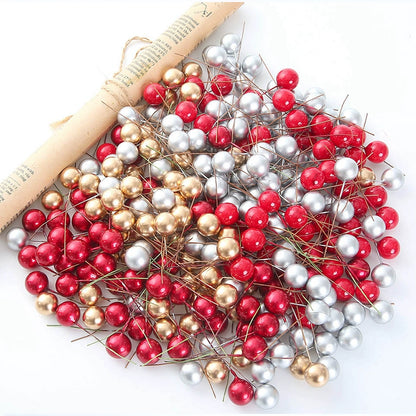50pcs Artificial Mini Holly Berries on Wire