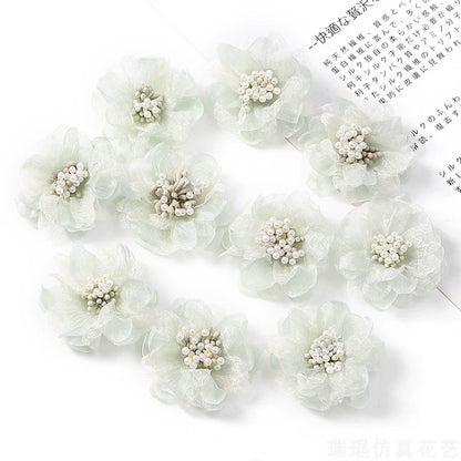 4cm Organza Fabric Flower Heads Pack 30