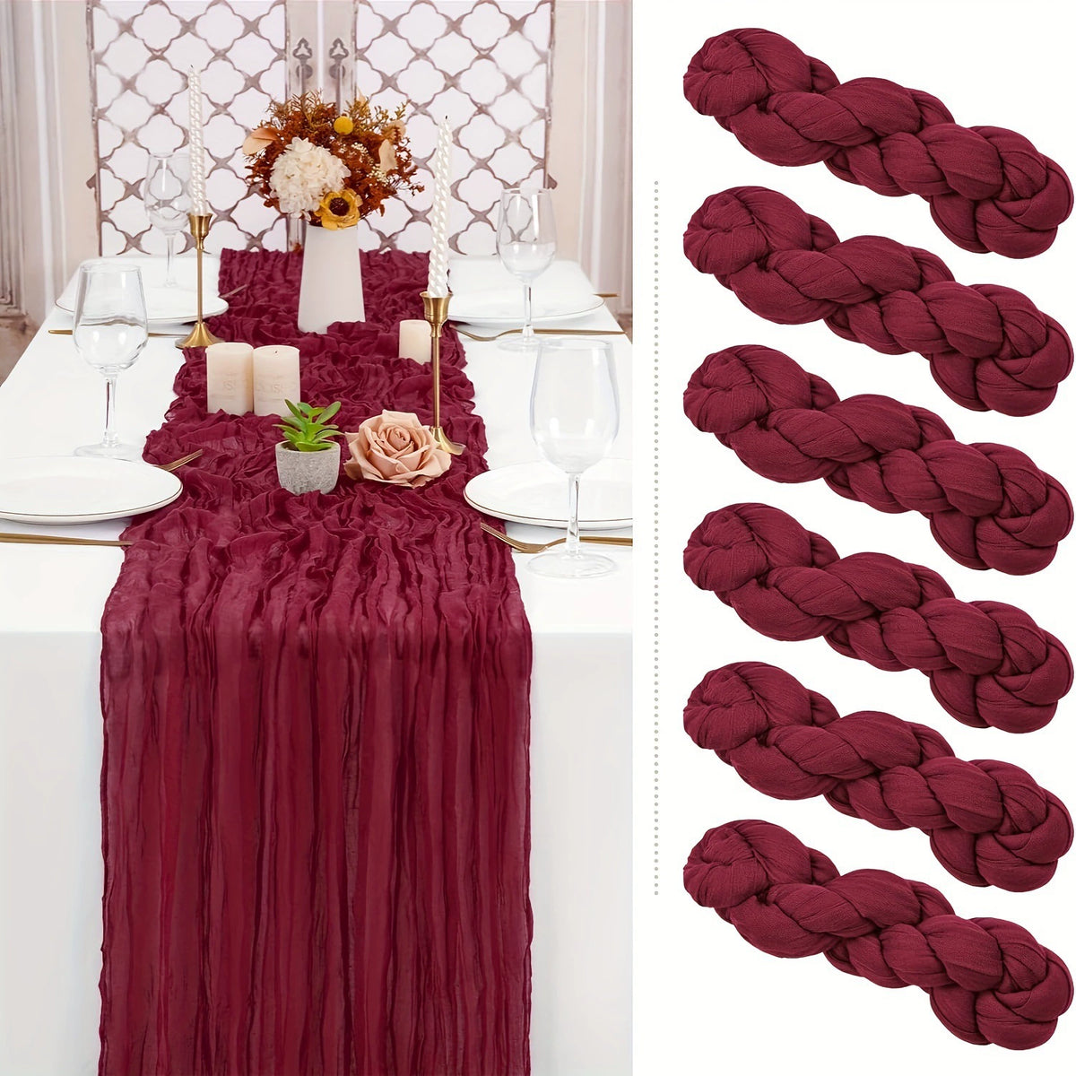 Pleated Table Runner Cloth for Weddings
