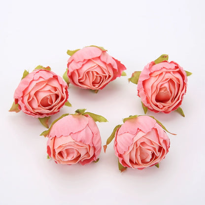 Silk Rose Flower Heads with Burned Edges Pack 30
