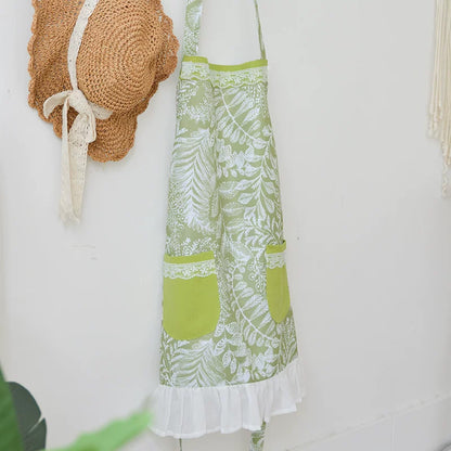 Waterproof Green Leaf Floral Florist Apron