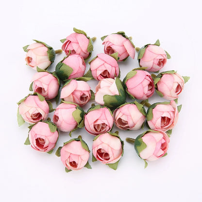2cm Vintage Rose Buds Silk Flower Heads Pack 40