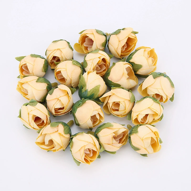 2cm Vintage Rose Buds Silk Flower Heads Pack 40