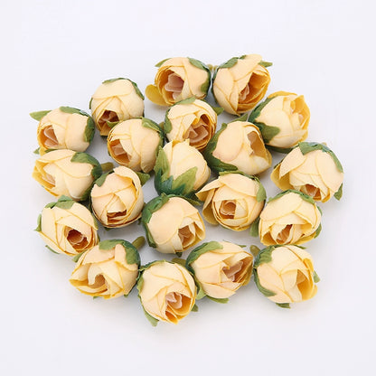 2cm Vintage Rose Buds Silk Flower Heads Pack 40