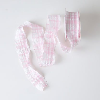 Pleated Plaid Fabric Ribbon Roll (4cmx10Yd)