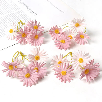 5 Stem Bunch Silk Daisy Flower Heads Pack 30