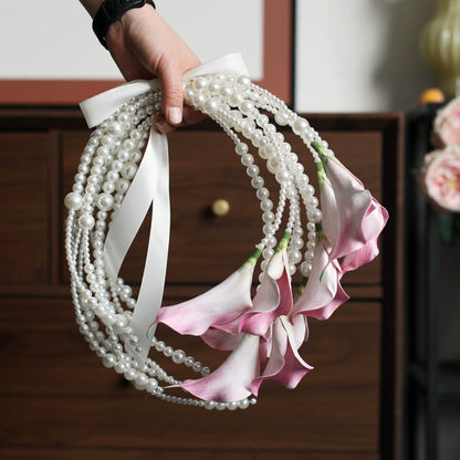 Calla Lily Pearl Long Stem Wedding Bouquet