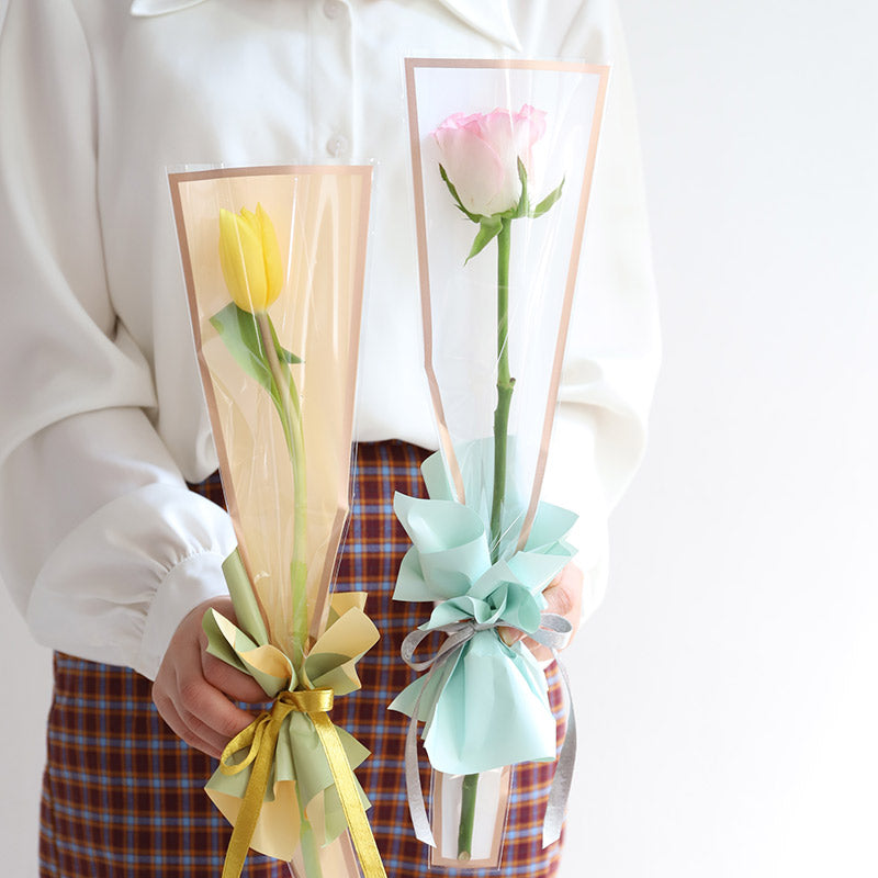 Gold-Framed Single Stem Flower Sleeves Pack 100