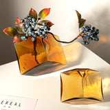 Load image into Gallery viewer, Brown Glass Cubed Art Vase