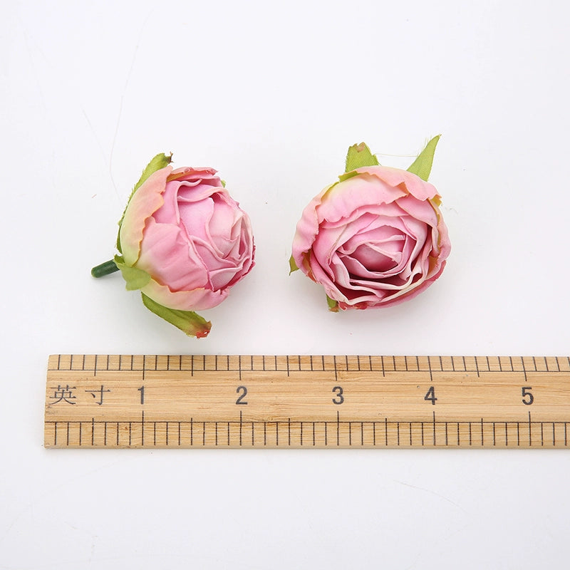 Silk Rose Flower Heads with Burned Edges Pack 30
