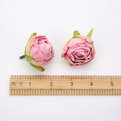 Silk Rose Flower Heads with Burned Edges Pack 30