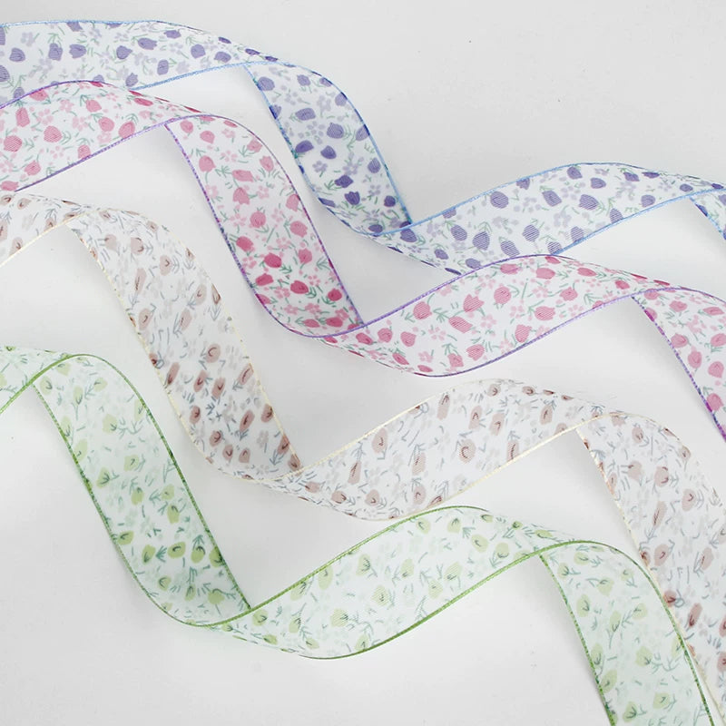 Tulip Printed Sheer Ribbon (2.5cmx10Yd)