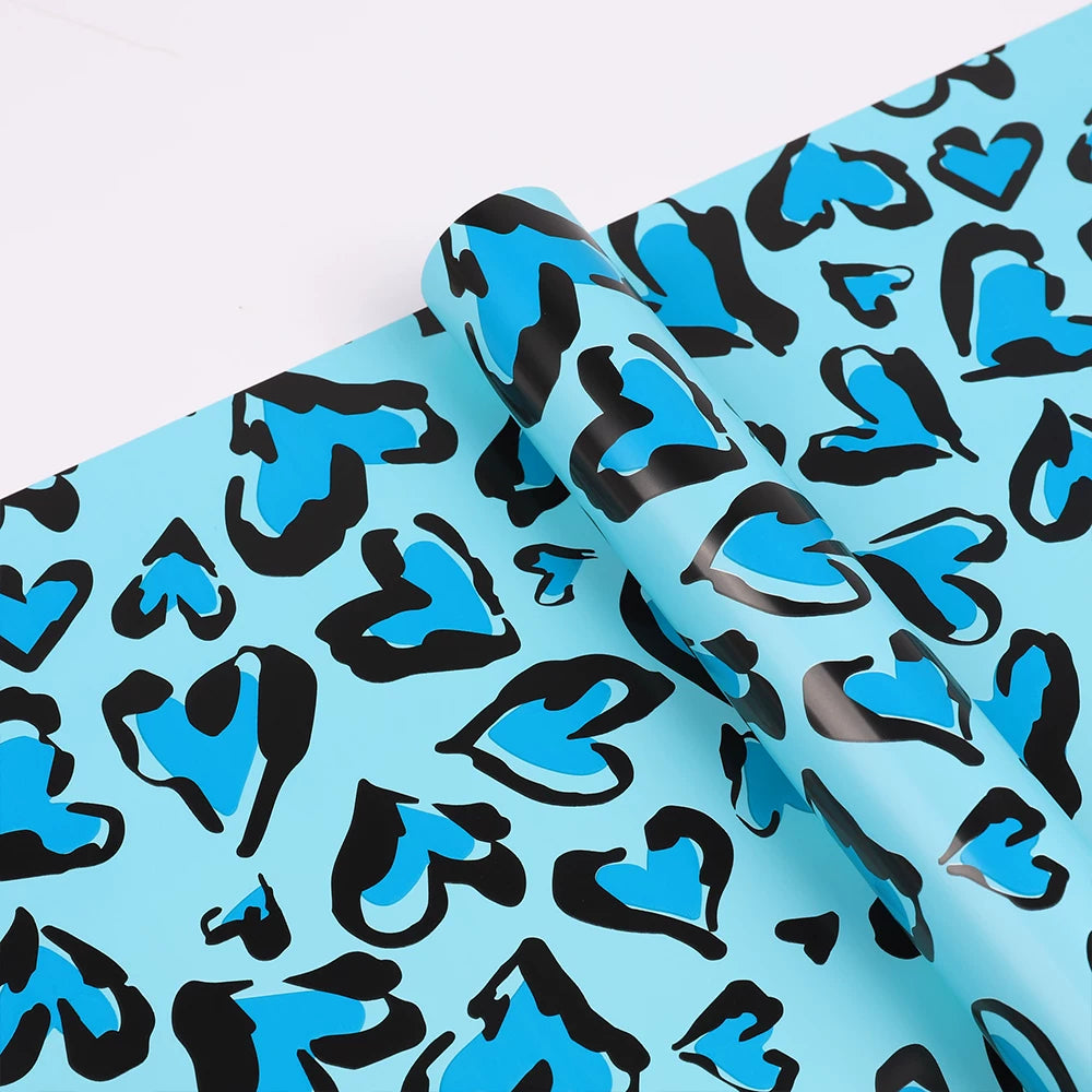 20pcs Leopard Heart Flower Wrap Paper (57x57cm)