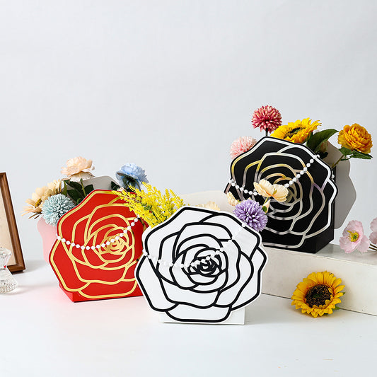 Camellia Floral Box with Pearl Handle Pack 2