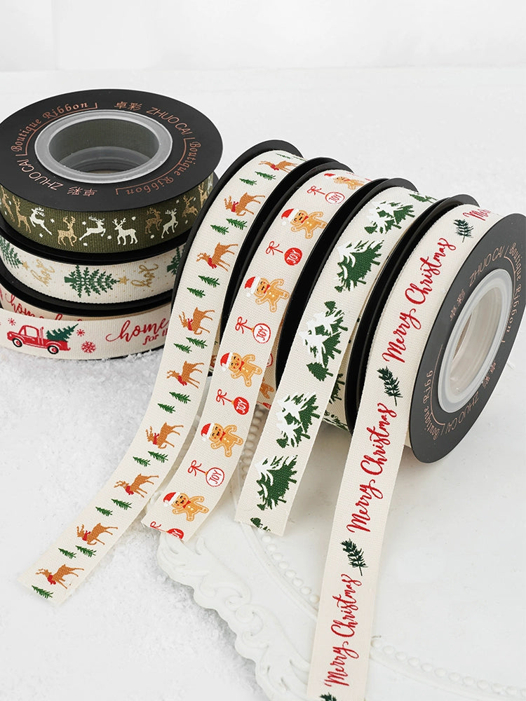 Reindeer Gingerbread Man Christmas Ribbon (16mmx10Yd)