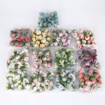 2cm Vintage Rose Buds Silk Flower Heads Pack 40