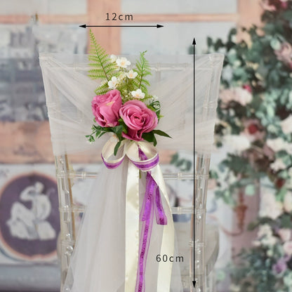 Wedding Aisle Chair Artificial Flowers with Ribbon